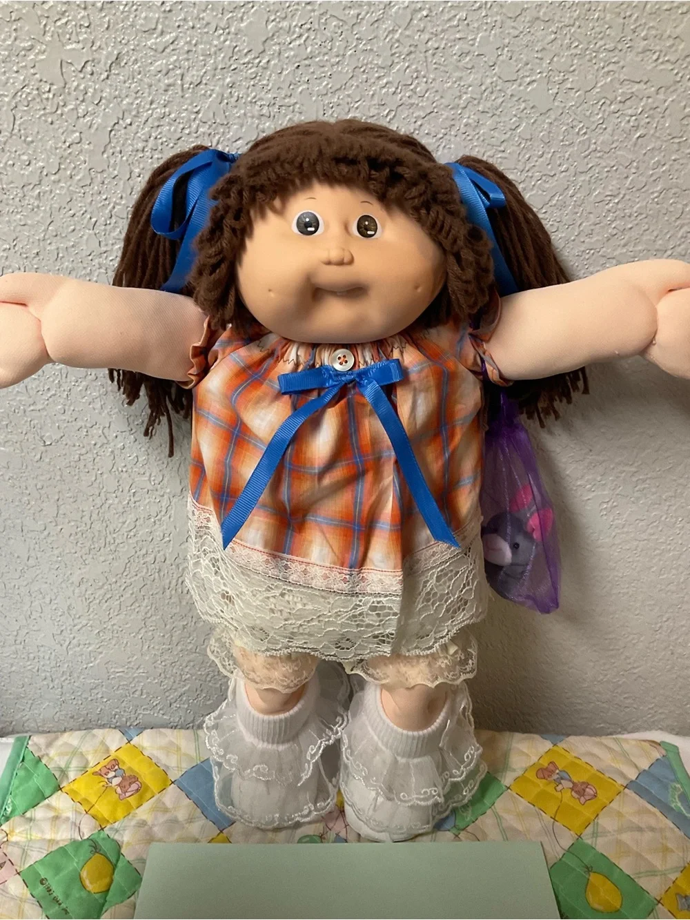 VTG Cabbage Patch Kid Girl Brown Hair Brown Eyes KT Factory Head Mold #5 1988